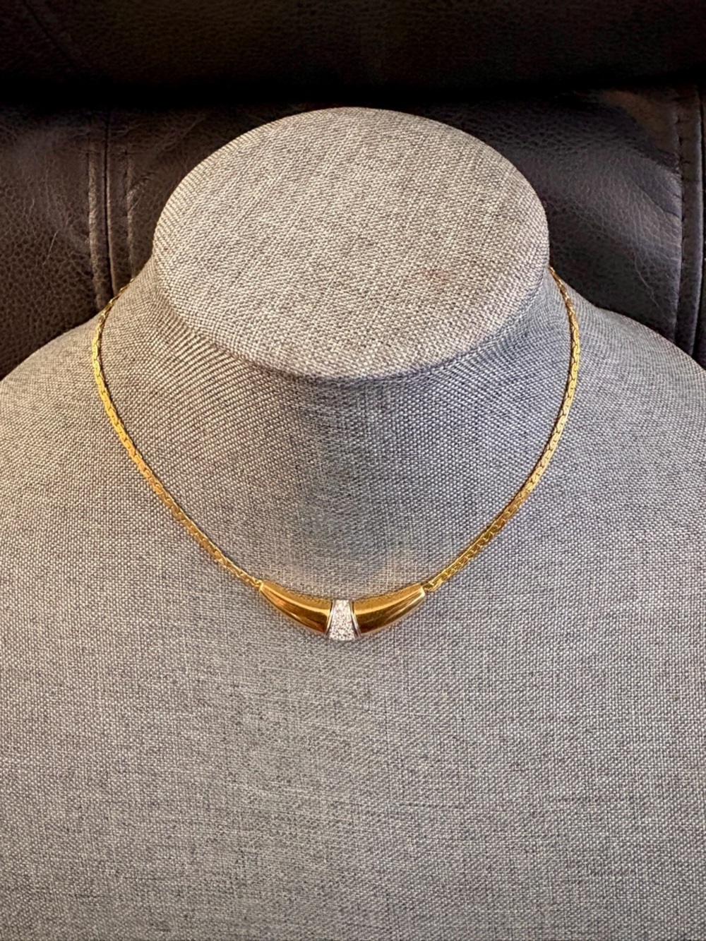 D’Orlan Gold-Plated Vintage Necklace with Crystal Accent